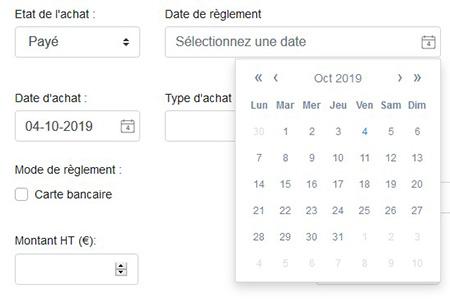 Achat paye date reglement