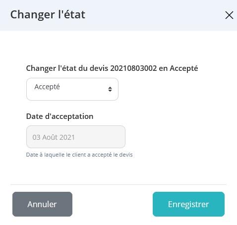 Changer etat devis accepte