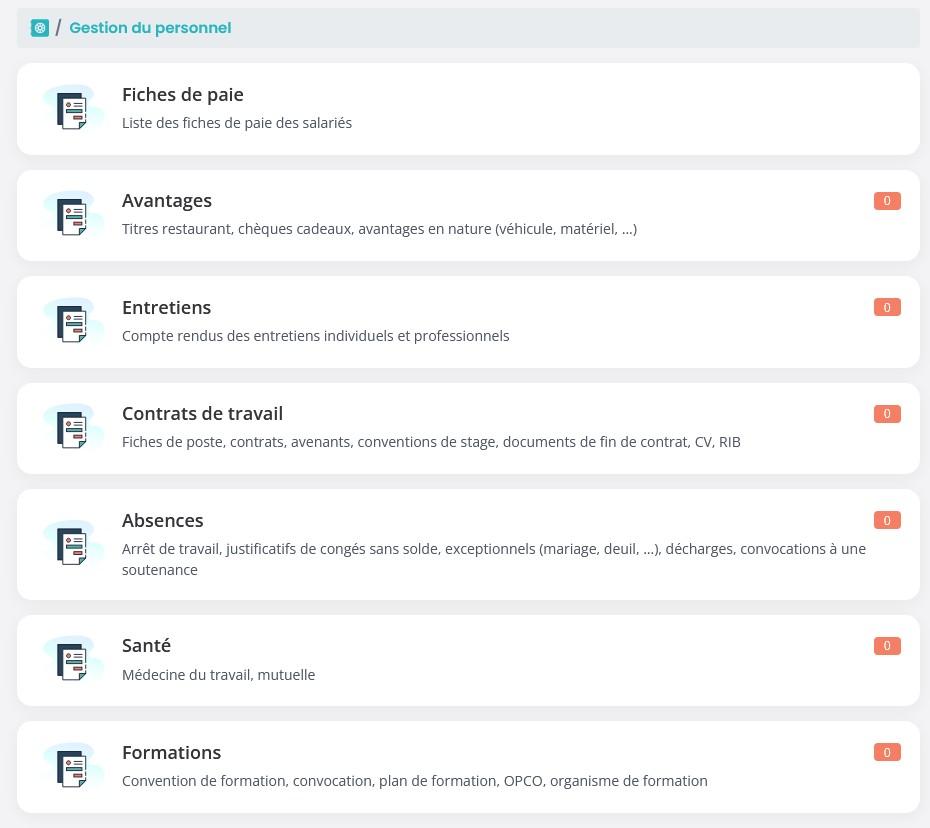 Coffre fort gestion personnel