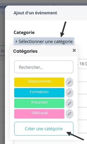 Créer catégories évènements planning methode2