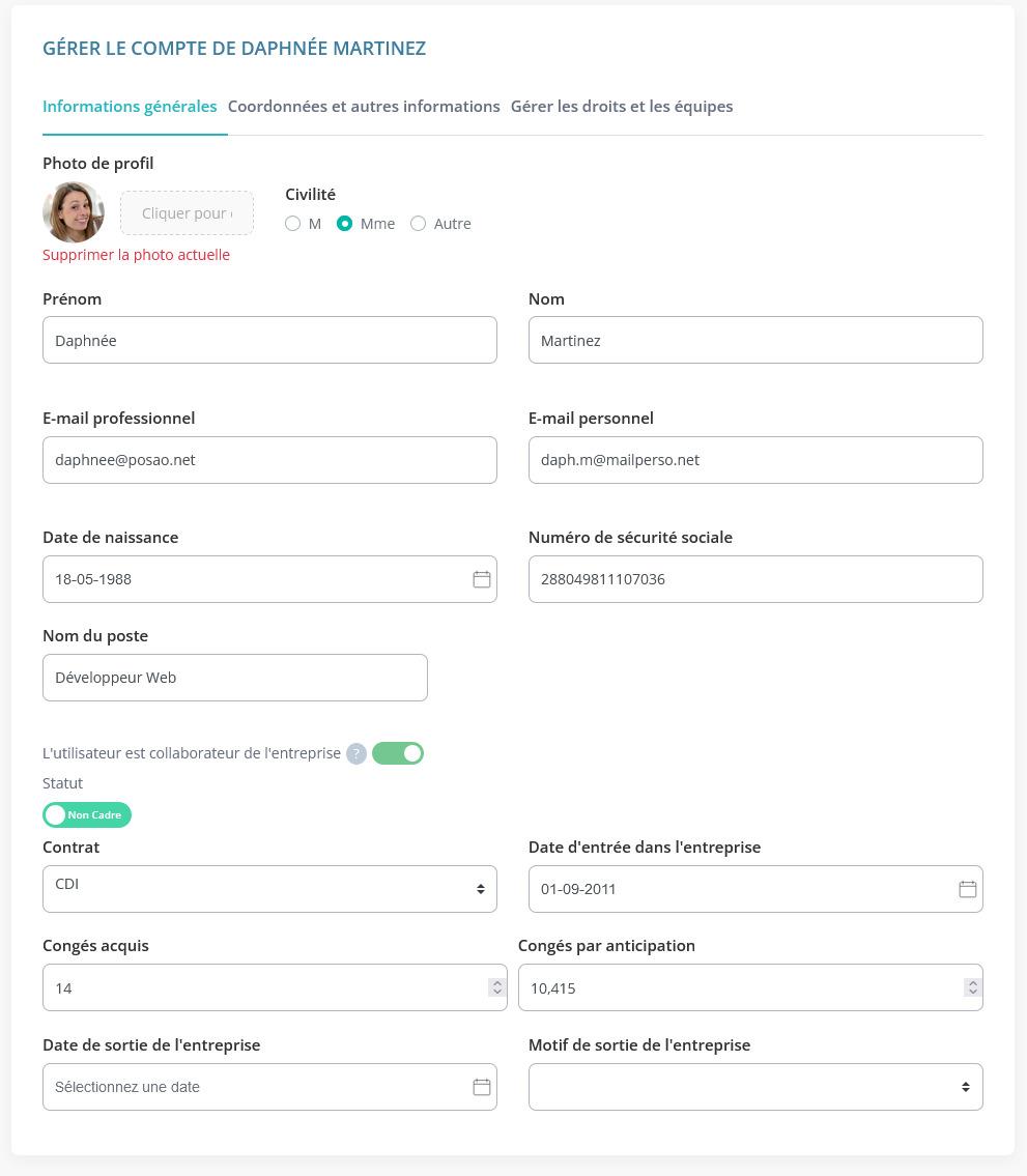 Fiche utilisateur infos generales