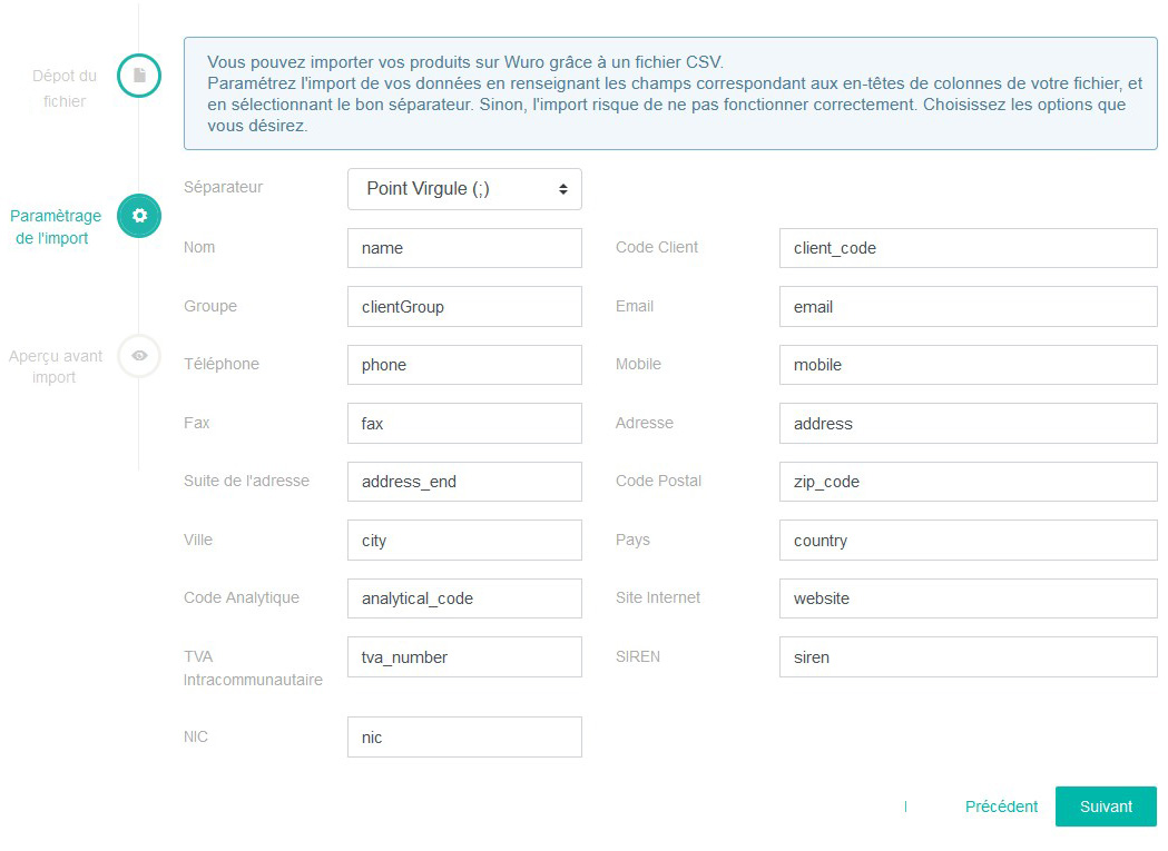 Import contacts procedure