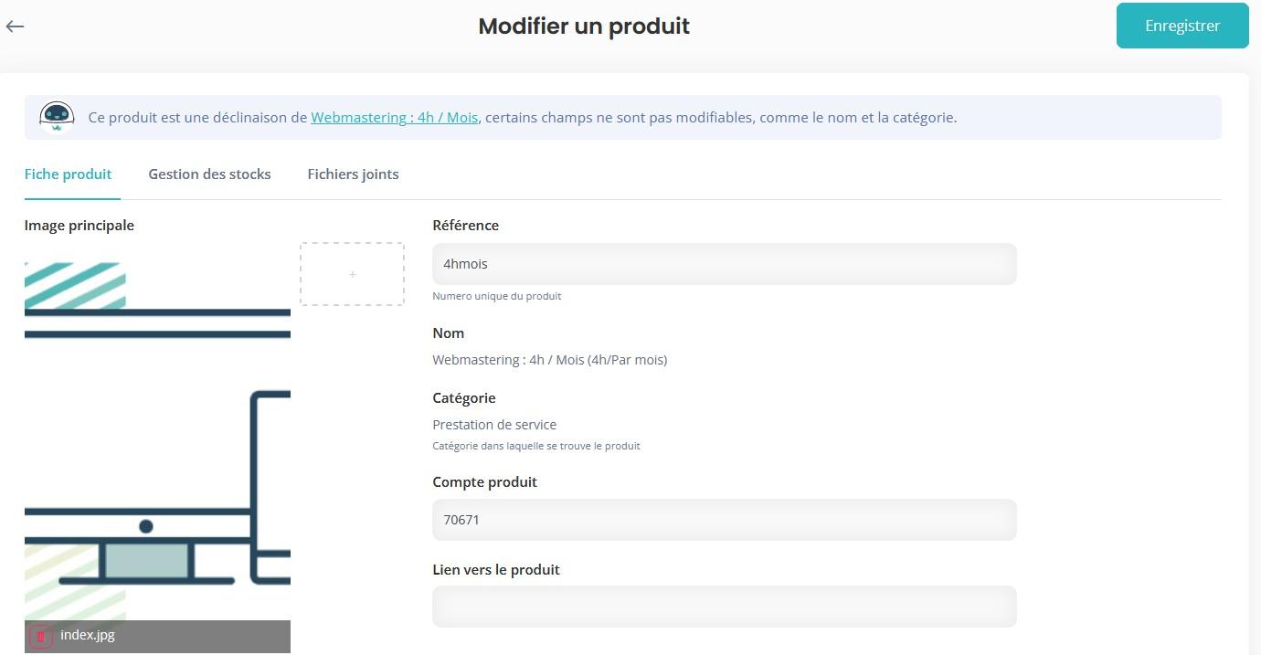 Modifier declinaison produit