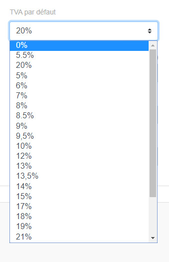tva par défaut